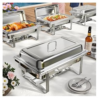 Chafing Dishes for Buffet 4-Pack, 9QT Stainless Steel Chafing Dishes for Buffet 4-Pack, 9QT Stainless Steel