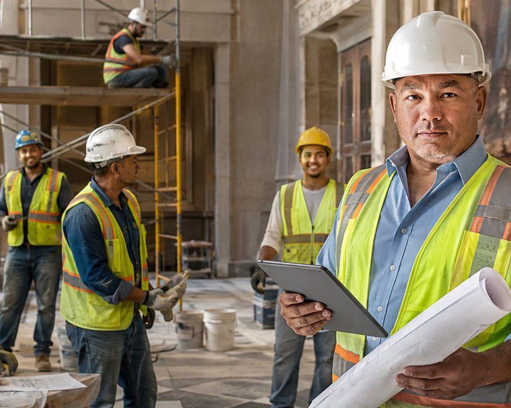Secure, Cashless Payments | Labor Dia Secure, Cashless Payments โ Coastal concrete construction crew setting rebar and formwork on an oceanfront job site